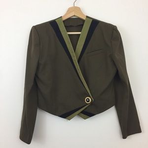 Vintage Cropped Blazer | Green/Black